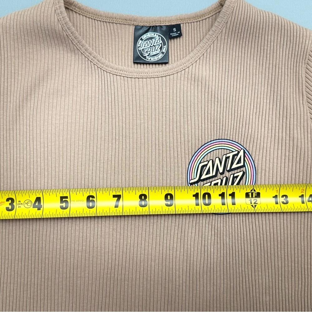 Santa Cruz Ribbed Crop Top Brown Women Size S Cotton Spandex - Picture 9 of 10